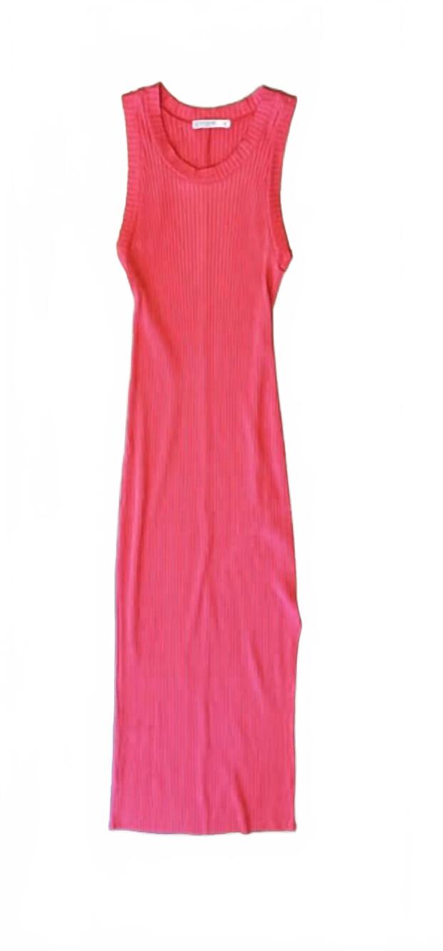 NEW STATESIDE women's poorboy rib tank maxi dress in cherry pie